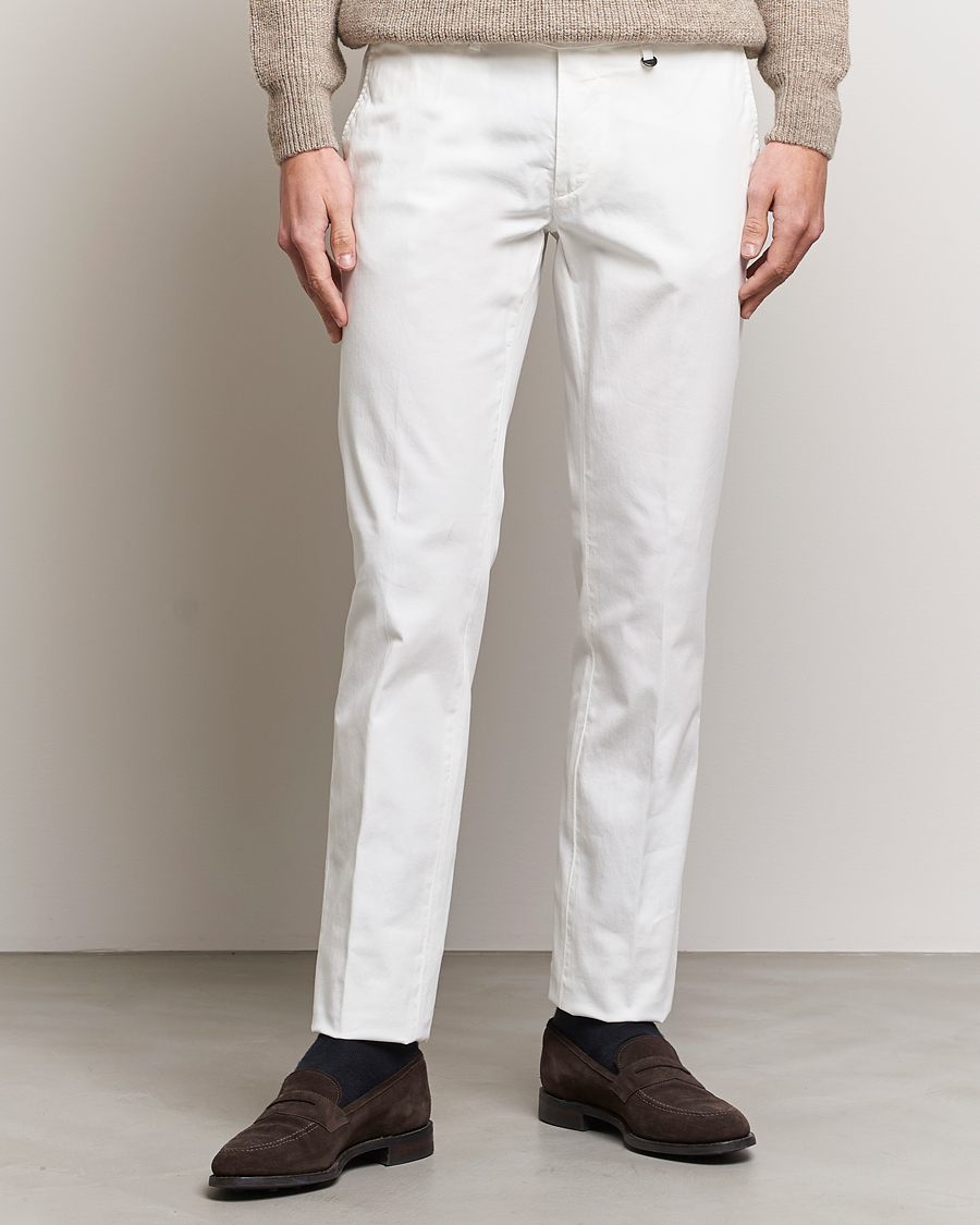 Hombres | Pantalones | Canali | Cotton Stretch Chinos Optical White
