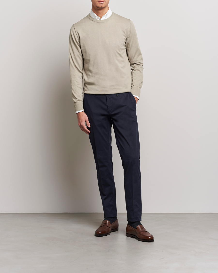 Hombres | Pantalones | Canali | Cotton Stretch Chinos Navy
