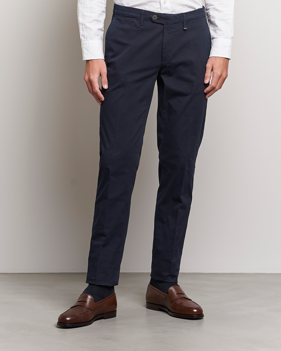 Hombres | Pantalones | Canali | Cotton Stretch Chinos Navy