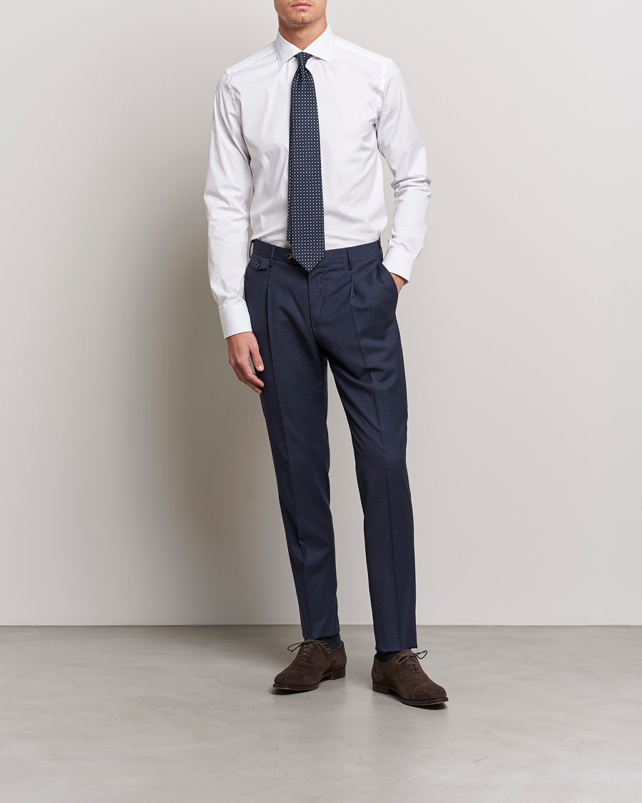 Hombres | Formal | Canali | Slim Fit Cotton/Stretch Shirt White