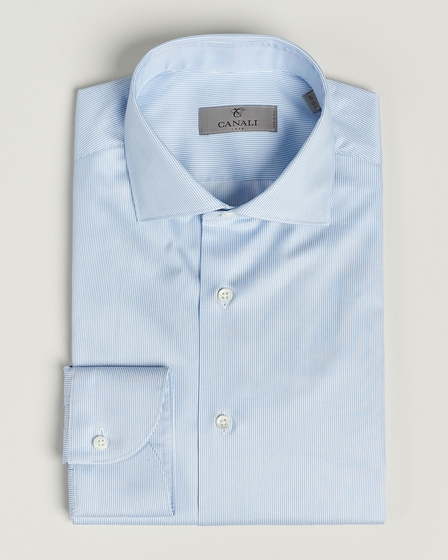  | | Canali | Slim Fit Striped Cotton Shirt Light Blue