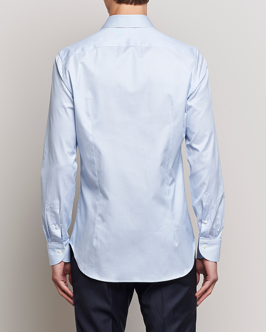 Hombres | Camisas | Canali | Slim Fit Striped Cotton Shirt Light Blue