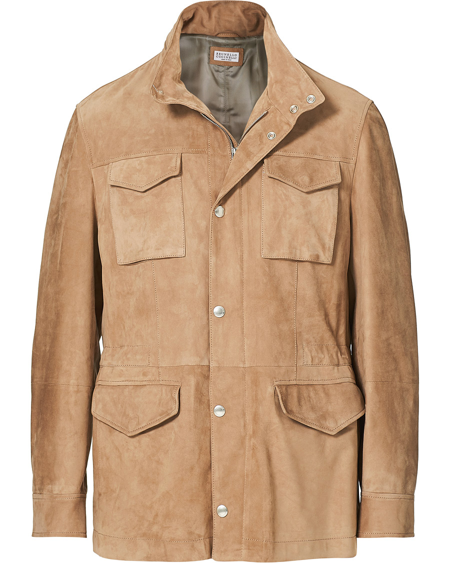 Hombres | Abrigos y chaquetas | Brunello Cucinelli | Suede Field Jacket Beige