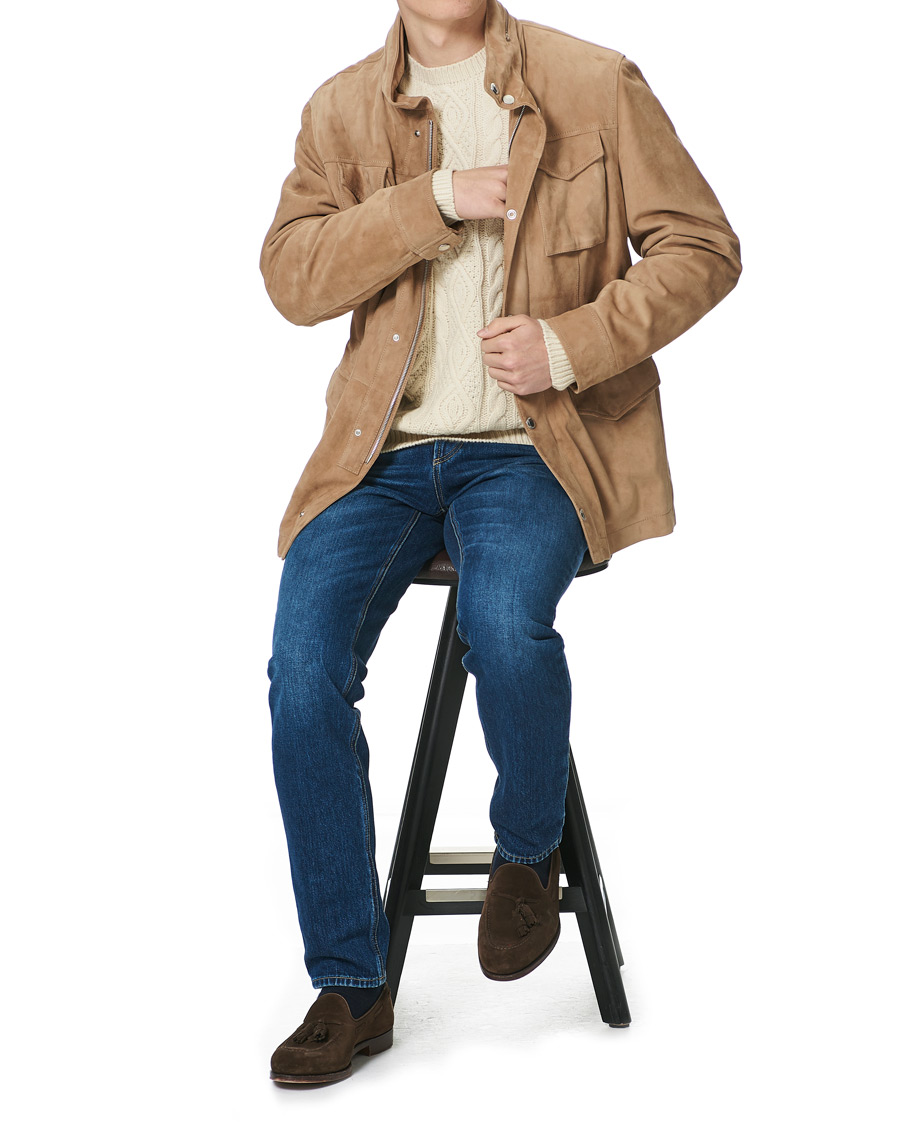 Hombres | Abrigos y chaquetas | Brunello Cucinelli | Suede Field Jacket Beige