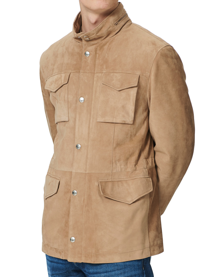Hombres | Abrigos y chaquetas | Brunello Cucinelli | Suede Field Jacket Beige