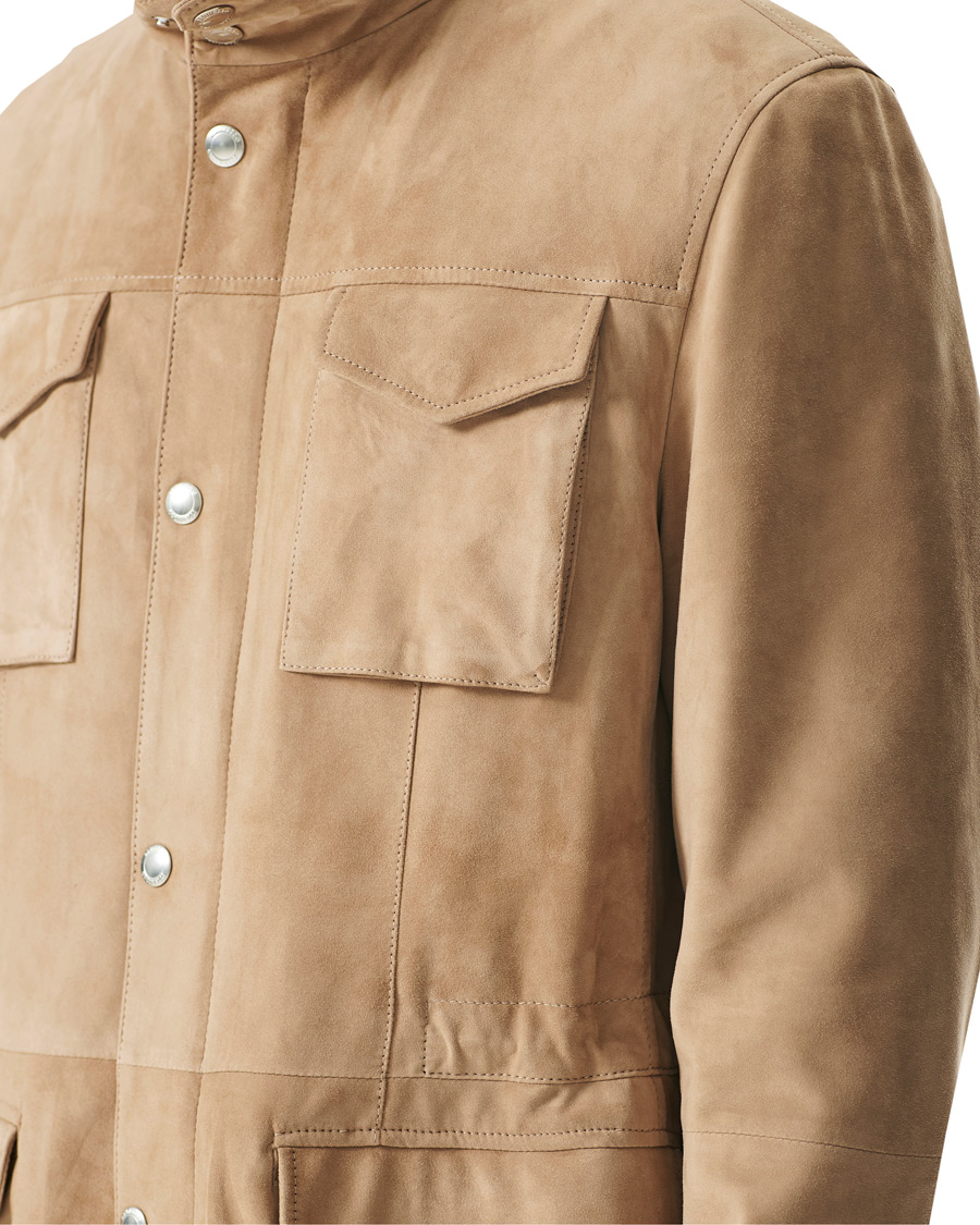 Hombres | Abrigos y chaquetas | Brunello Cucinelli | Suede Field Jacket Beige