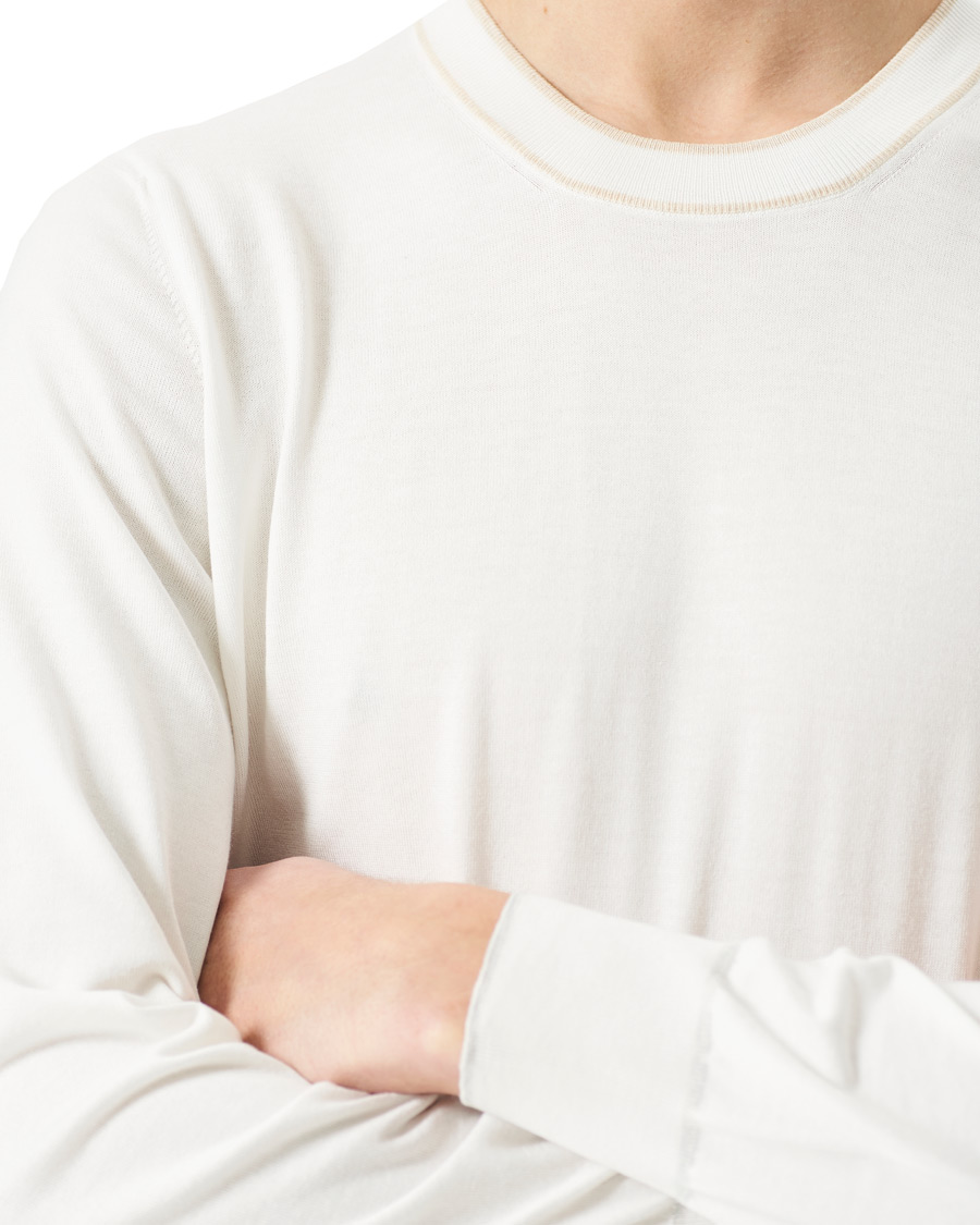 Hombres | Jerséis y prendas de punto | Brunello Cucinelli | Contrast Collar Crew Neck Sweater Panama