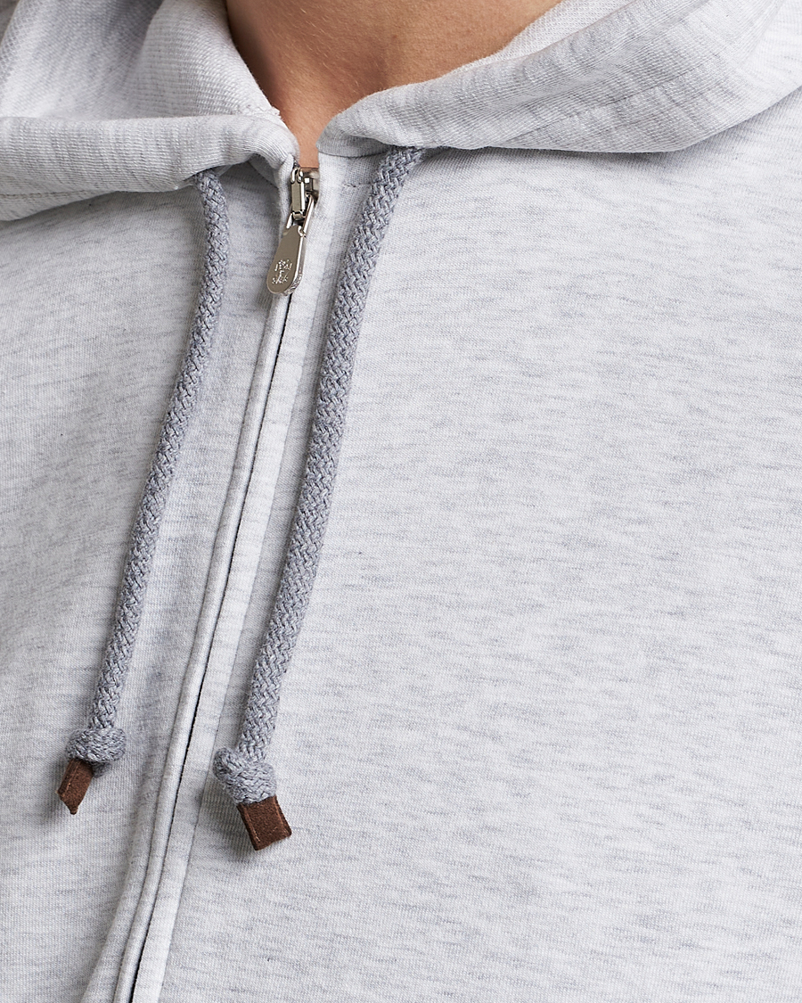 Hombres | Jerséis y prendas de punto | Brunello Cucinelli | Soft Cotton Zip Hoodie Pearl Grey