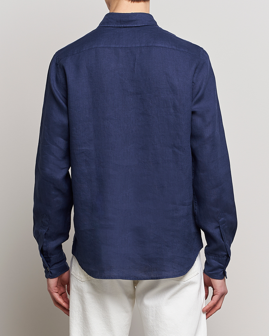 Hombres | Camisas | Aspesi | Linen Popover Shirt Dark Blue