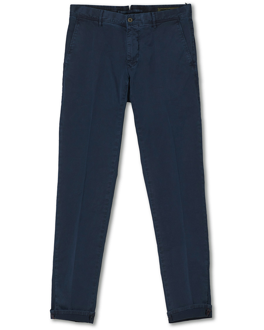 Hombres | Pantalones | Incotex | Slim Fit Garment Dyed Slacks Navy