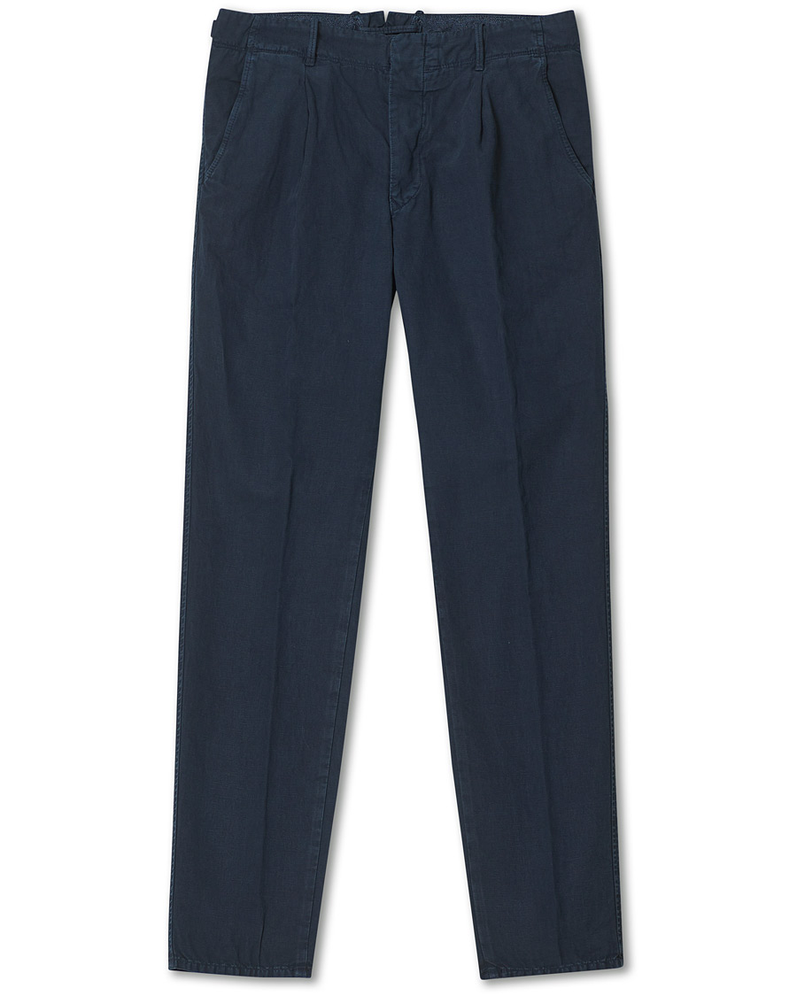 Hombres | Pantalones | Incotex | Tapered Fit Cotton Trousers Navy