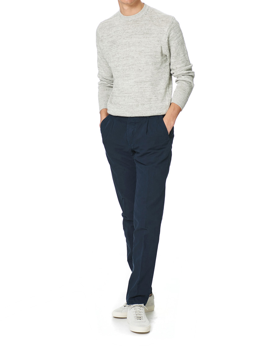 Hombres | Pantalones | Incotex | Tapered Fit Cotton Trousers Navy