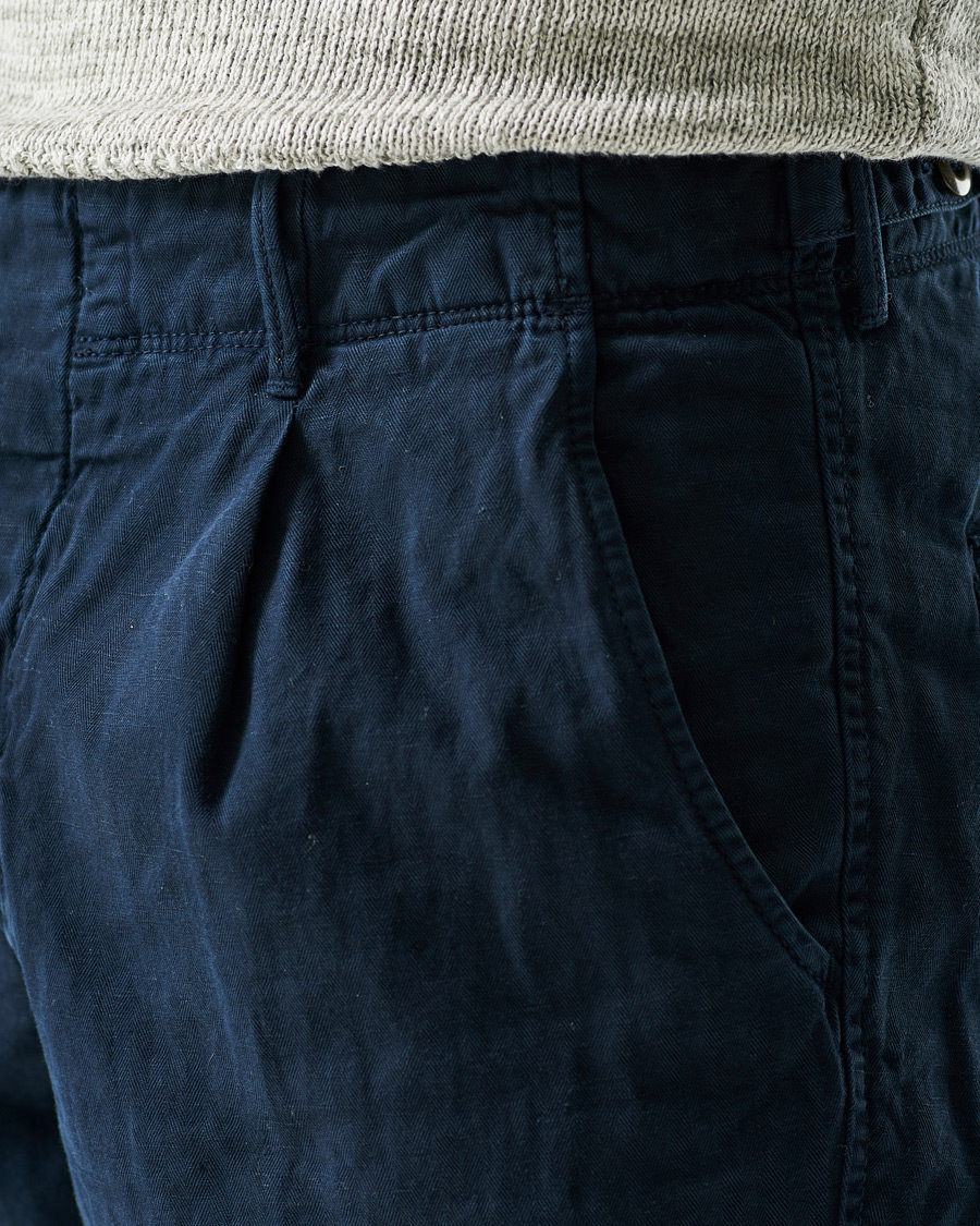 Hombres | Pantalones | Incotex | Tapered Fit Cotton Trousers Navy