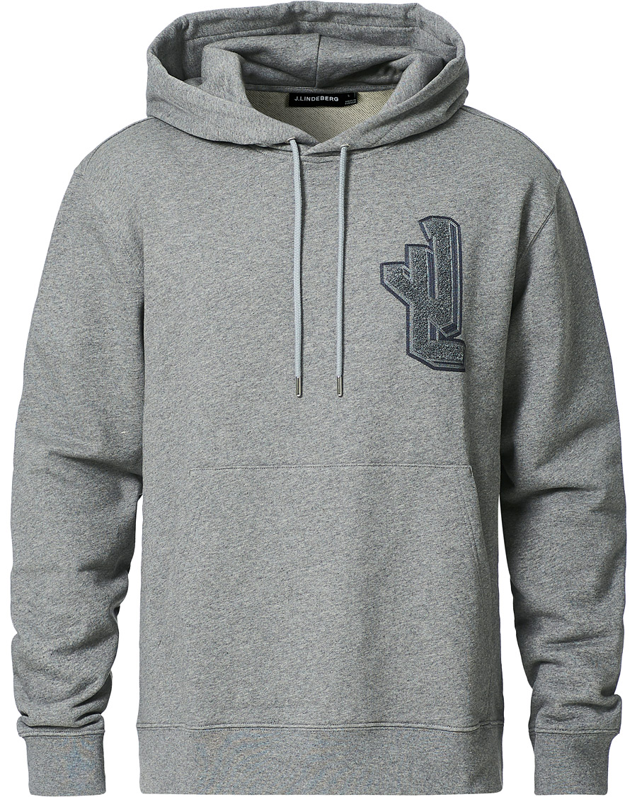 Hombres | Jerséis y prendas de punto | J.Lindeberg | Tony Patch Hoodie Mid Grey Melange