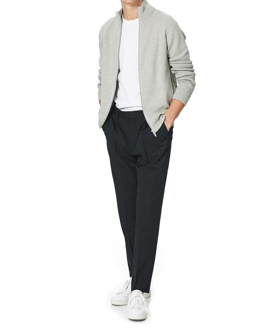 Hombres | Jerséis y prendas de punto | NN07 | Luis Knitted Full-Zip Sweater Light Grey Melange