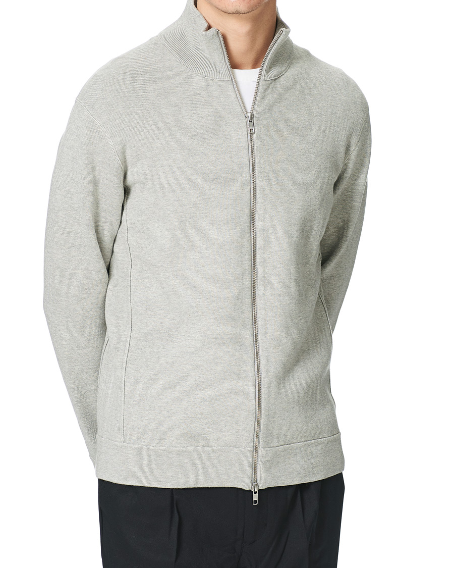 Hombres | Jerséis y prendas de punto | NN07 | Luis Knitted Full-Zip Sweater Light Grey Melange