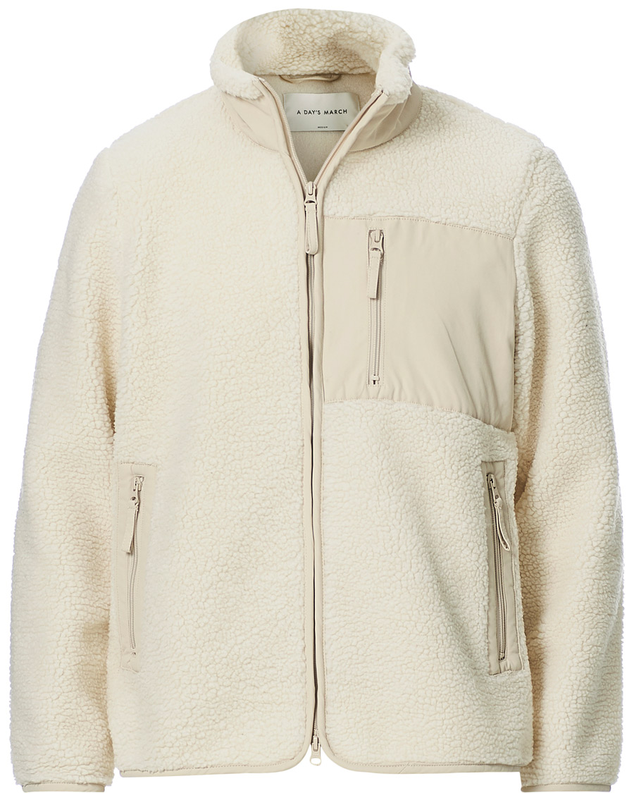 Hombres | Jerséis y prendas de punto | A Day's March | Granån Recycled Fleece Jacket Off White