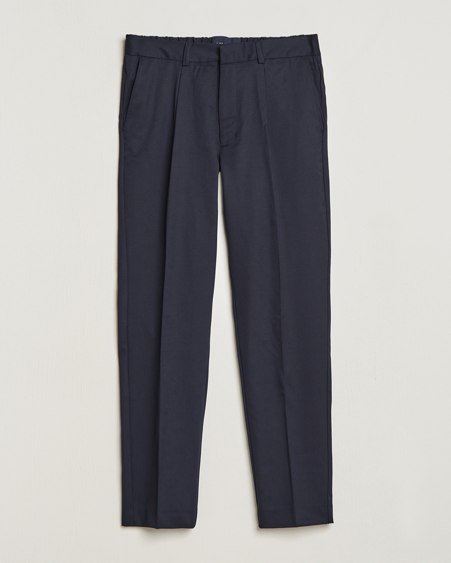 Hombres | Pantalones | A Day's March | Smart Trousers Wool Twill Navy