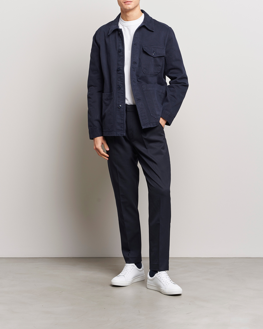 Hombres | Pantalones | A Day's March | Smart Trousers Wool Twill Navy