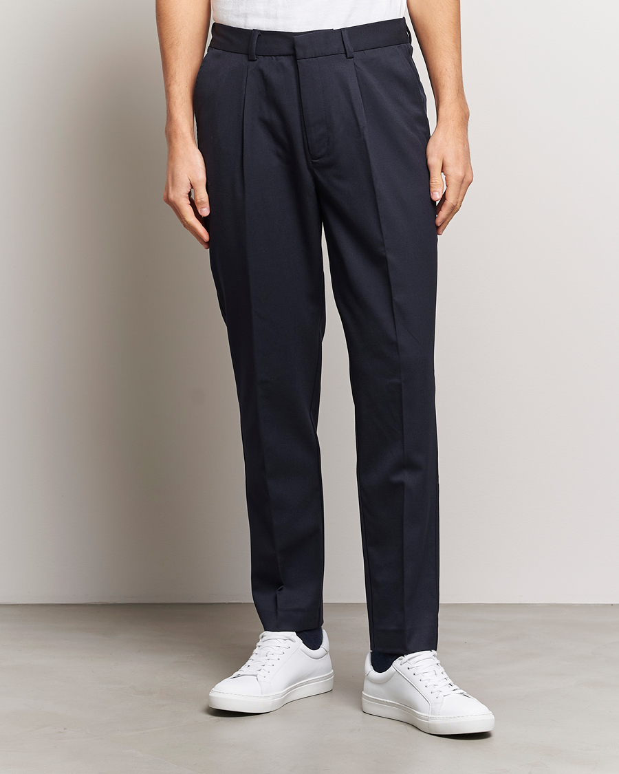 Hombres | Pantalones | A Day's March | Smart Trousers Wool Twill Navy