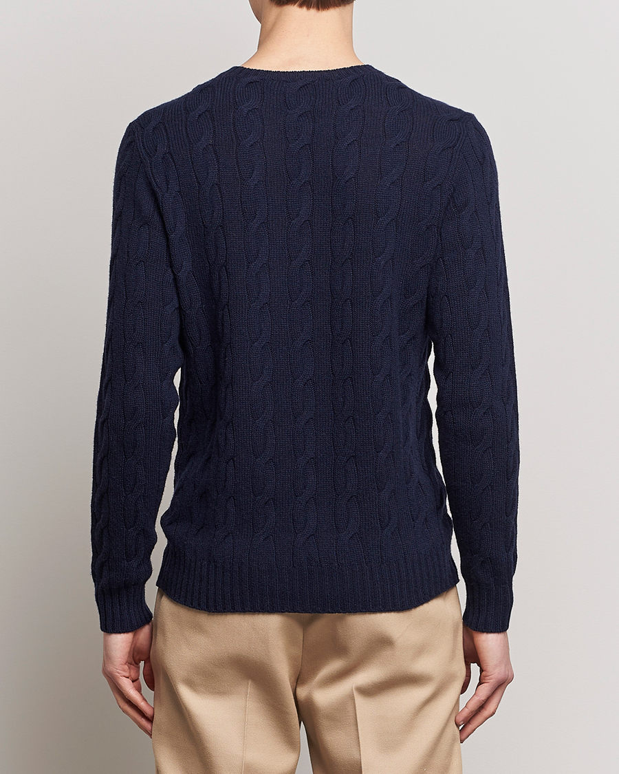 Hombres | Jerséis y prendas de punto | Ralph Lauren Purple Label | Cashmere Cable Crew Neck Sweater Chairman Navy