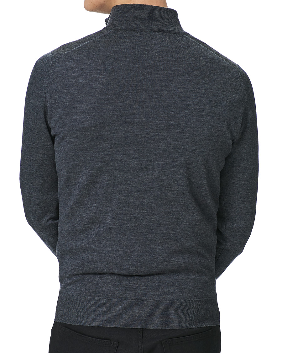 Hombres | Jerséis y prendas de punto | John Smedley | Barrow Extra Fine Merino Half Zip Charcoal
