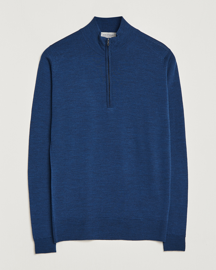 Hombres | Jerséis y prendas de punto | John Smedley | Barrow Extra Fine Merino Half Zip Indigo