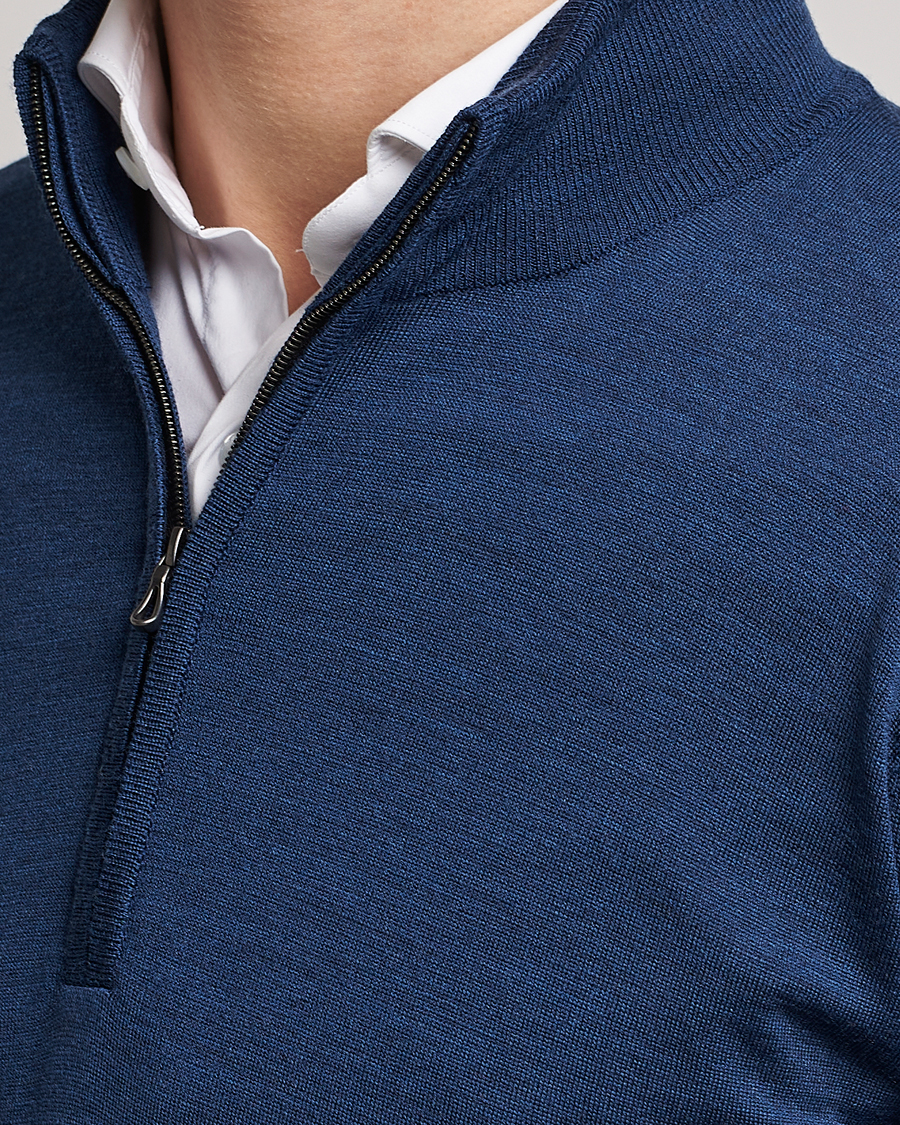 Hombres | Jerséis y prendas de punto | John Smedley | Barrow Extra Fine Merino Half Zip Indigo