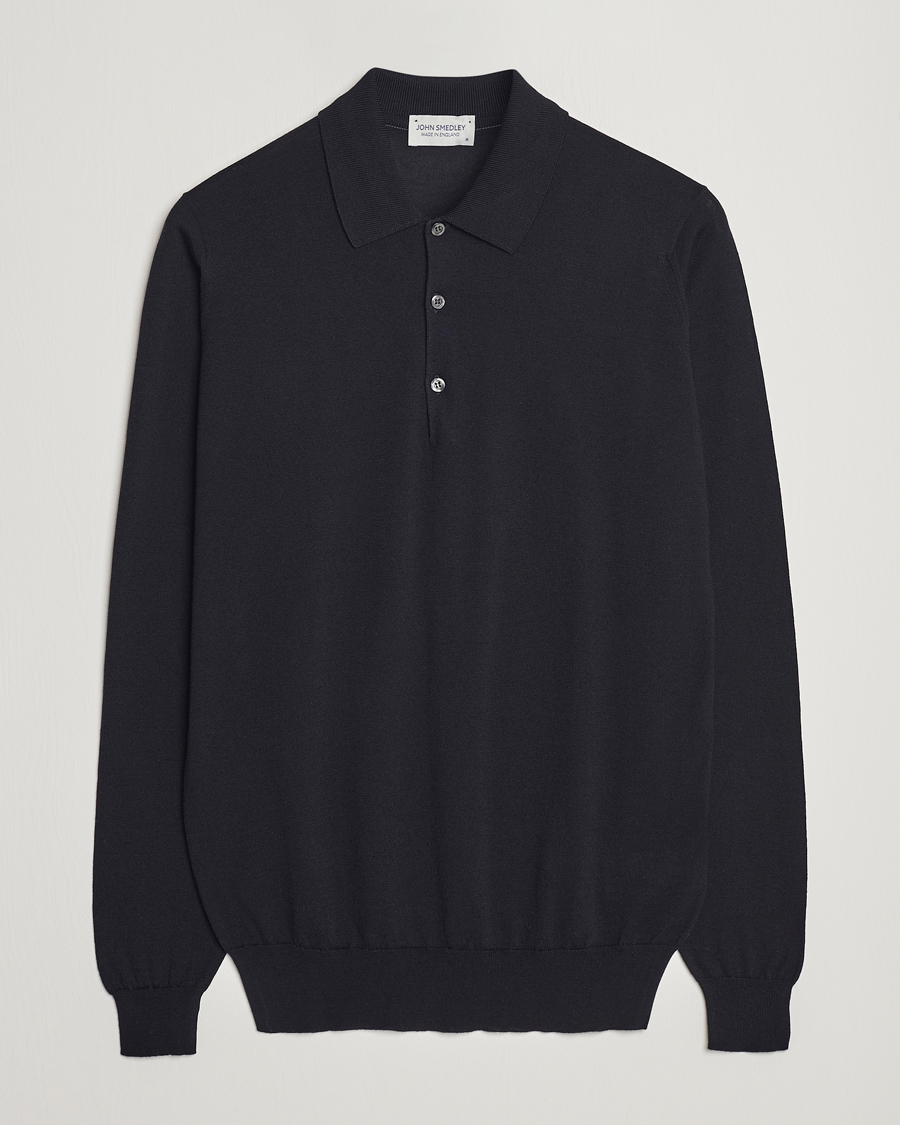 Hombres | Jerséis y prendas de punto | John Smedley | Belper Wool/Cotton Polo Pullover Navy