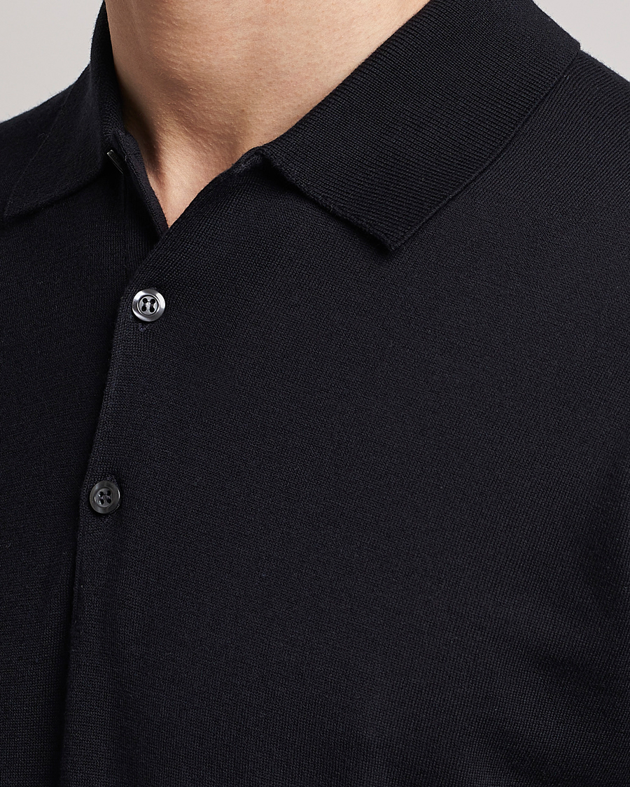 Hombres | Jerséis y prendas de punto | John Smedley | Belper Wool/Cotton Polo Pullover Navy