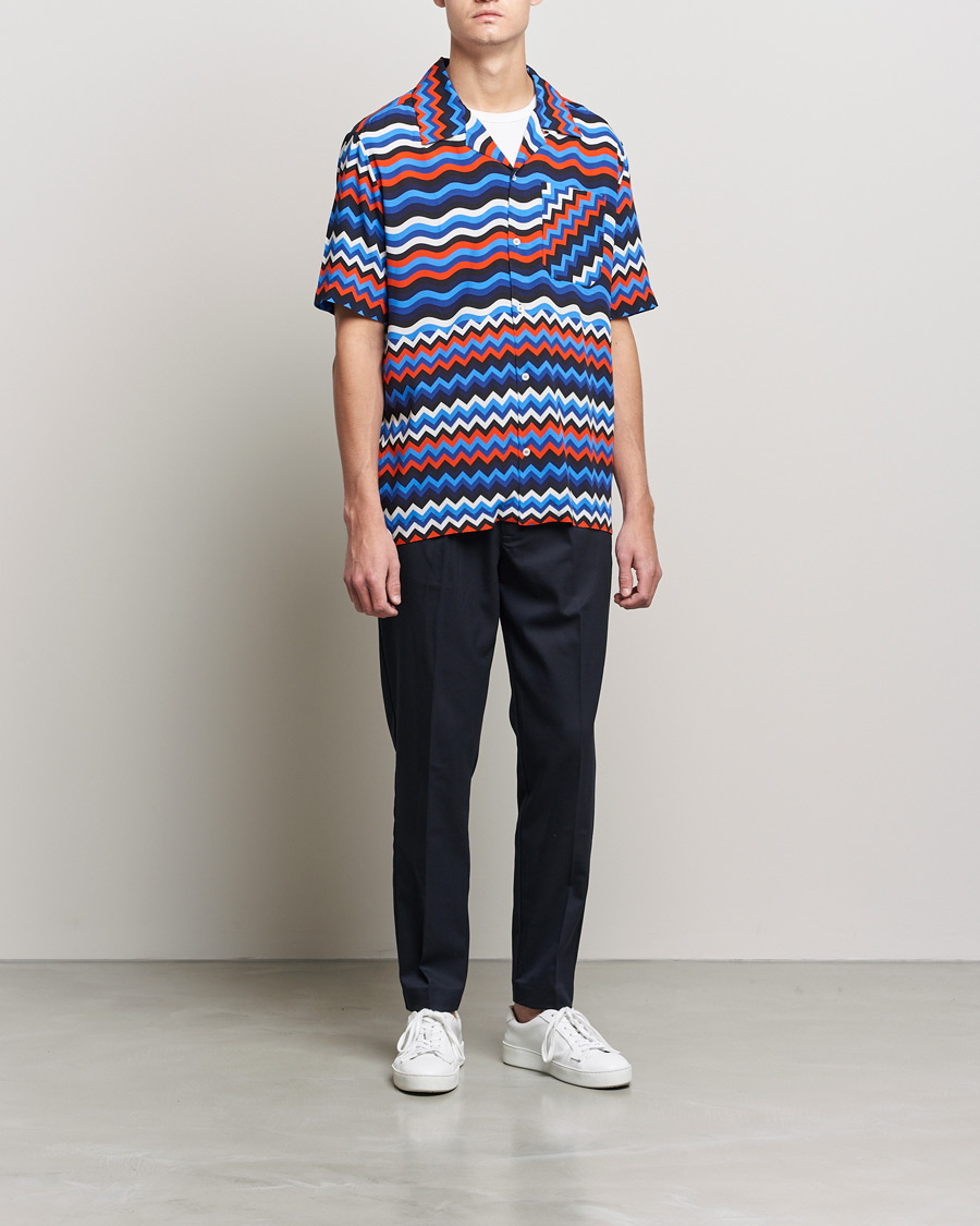 Hombres | Camisas | Missoni | Zig Zag Bowling Shirt Navy/Red