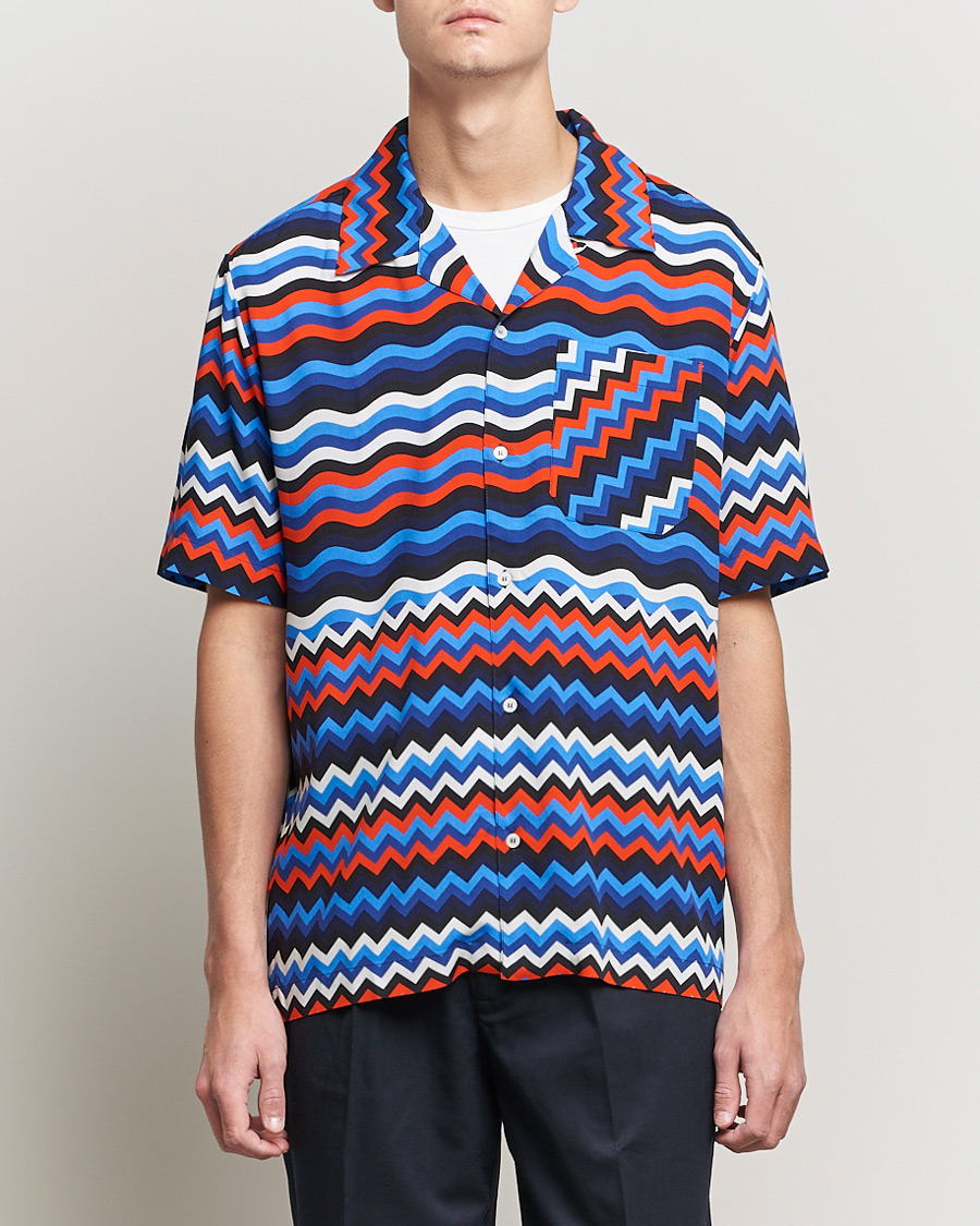 Hombres | Camisas | Missoni | Zig Zag Bowling Shirt Navy/Red