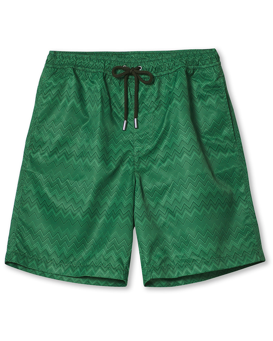 Hombres | Bañadores | Missoni | Tonal Zig Zag Swim Shorts Dark Green