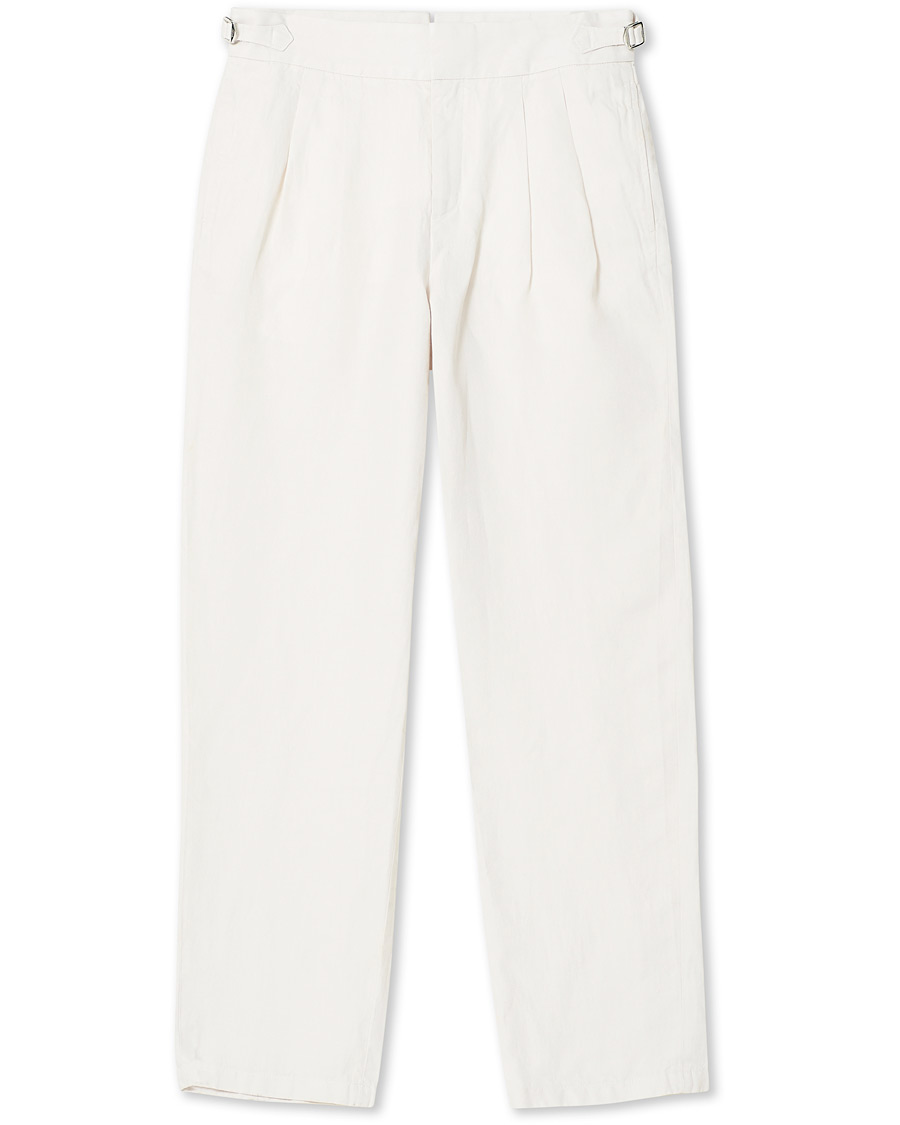 Hombres | Pantalones | Orlebar Brown | Lyford Relaxed Pleated Linen Trousers White Sand