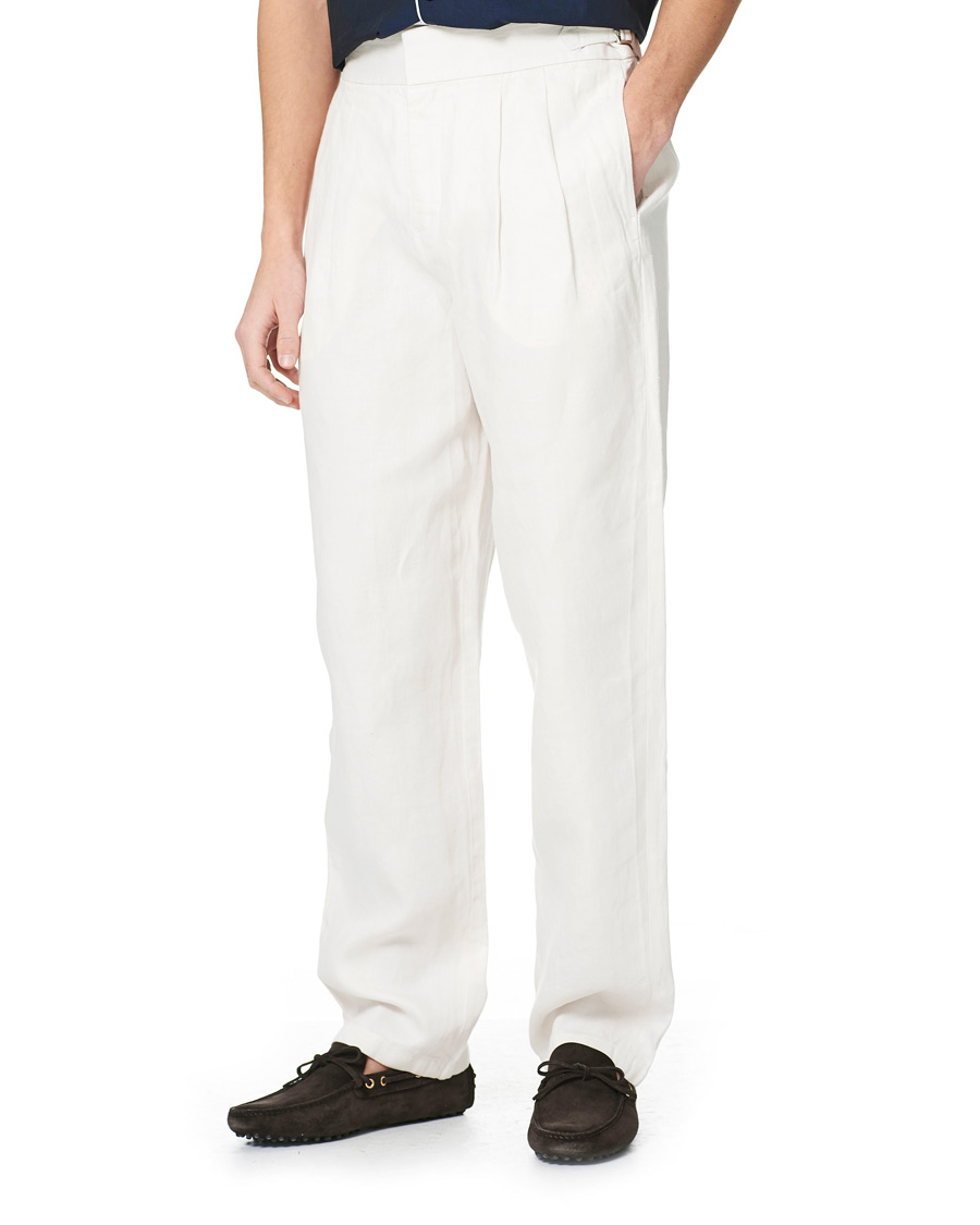 Hombres | Pantalones | Orlebar Brown | Lyford Relaxed Pleated Linen Trousers White Sand
