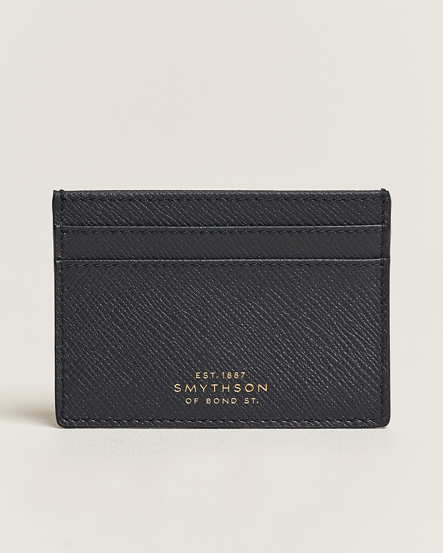 Hombres | Smythson Panama Flat Cardholder Navy | Smythson | Panama Flat Cardholder Navy