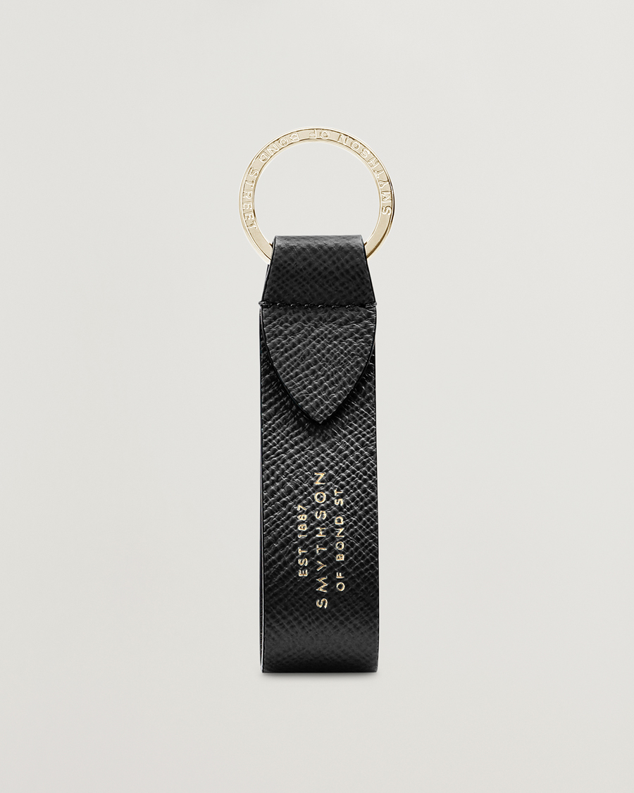 Hombres | llaveros | Smythson | Panama Leather Keyring Black