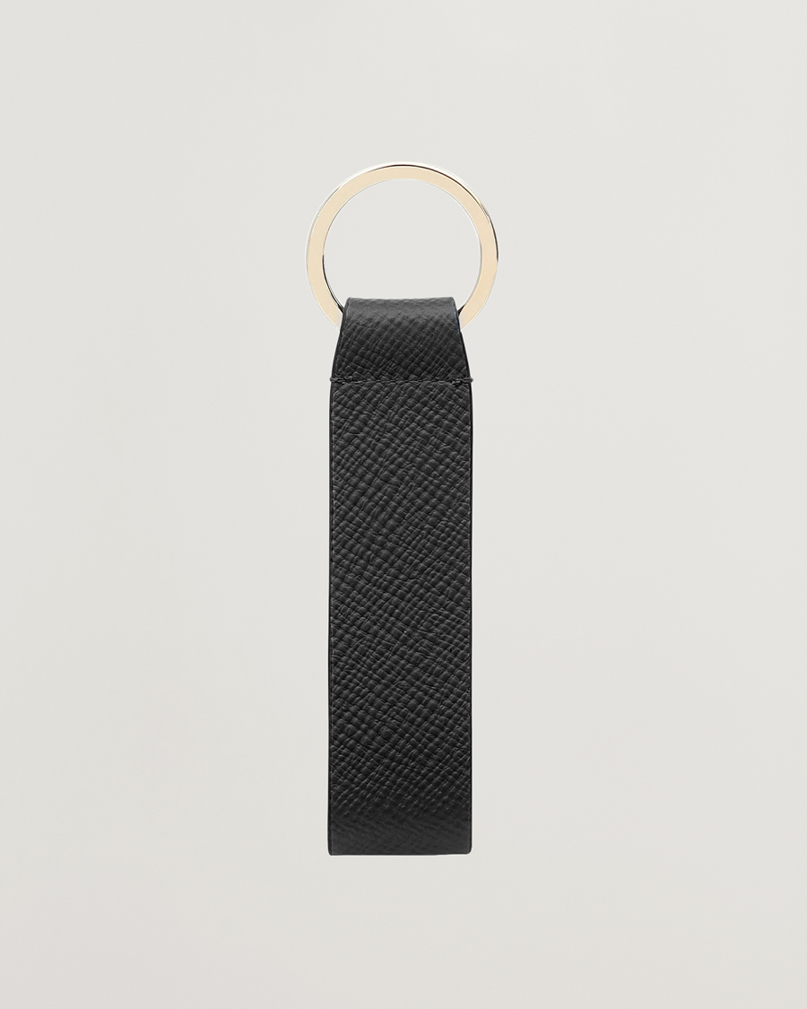 Hombres | llaveros | Smythson | Panama Leather Keyring Black