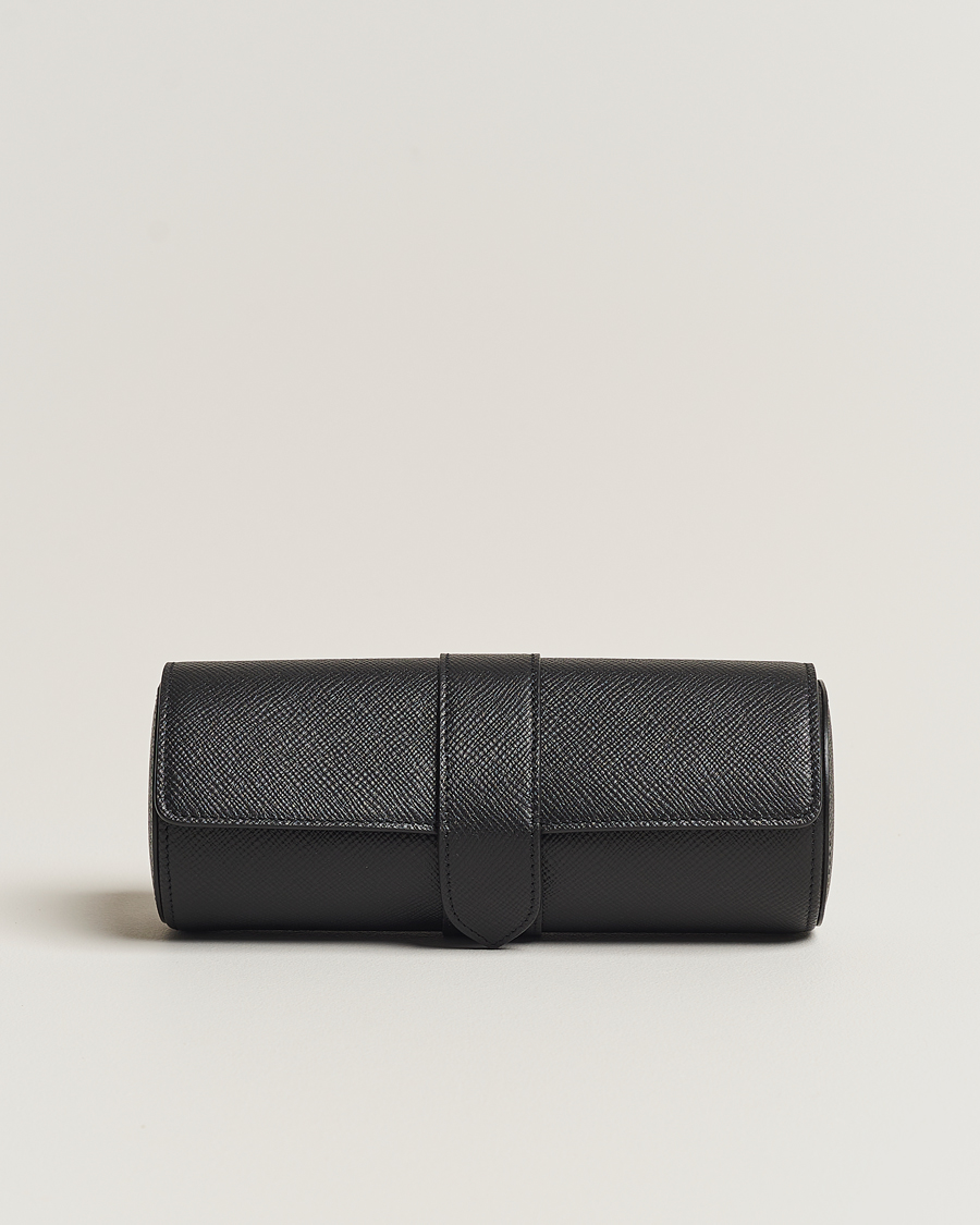 Hombres | Smythson Panama Travel Watch Roll Black | Smythson | Panama Travel Watch Roll Black