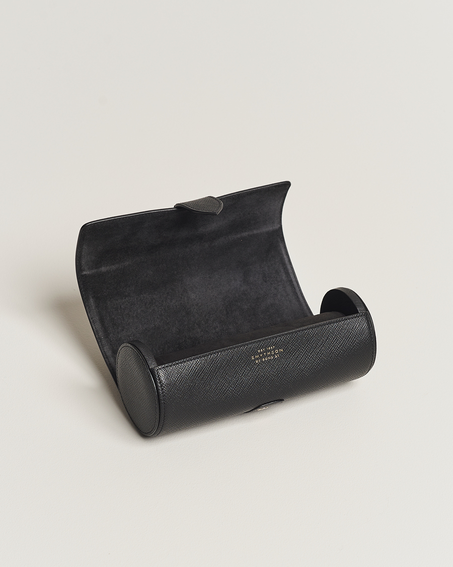 Hombres | Smythson Panama Travel Watch Roll Black | Smythson | Panama Travel Watch Roll Black