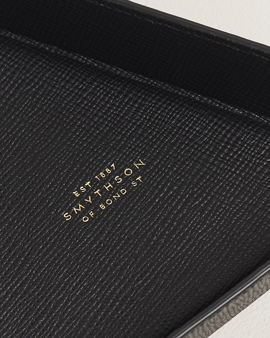 Hombres | Best of British | Smythson | Panama Leather Coin Tray Black