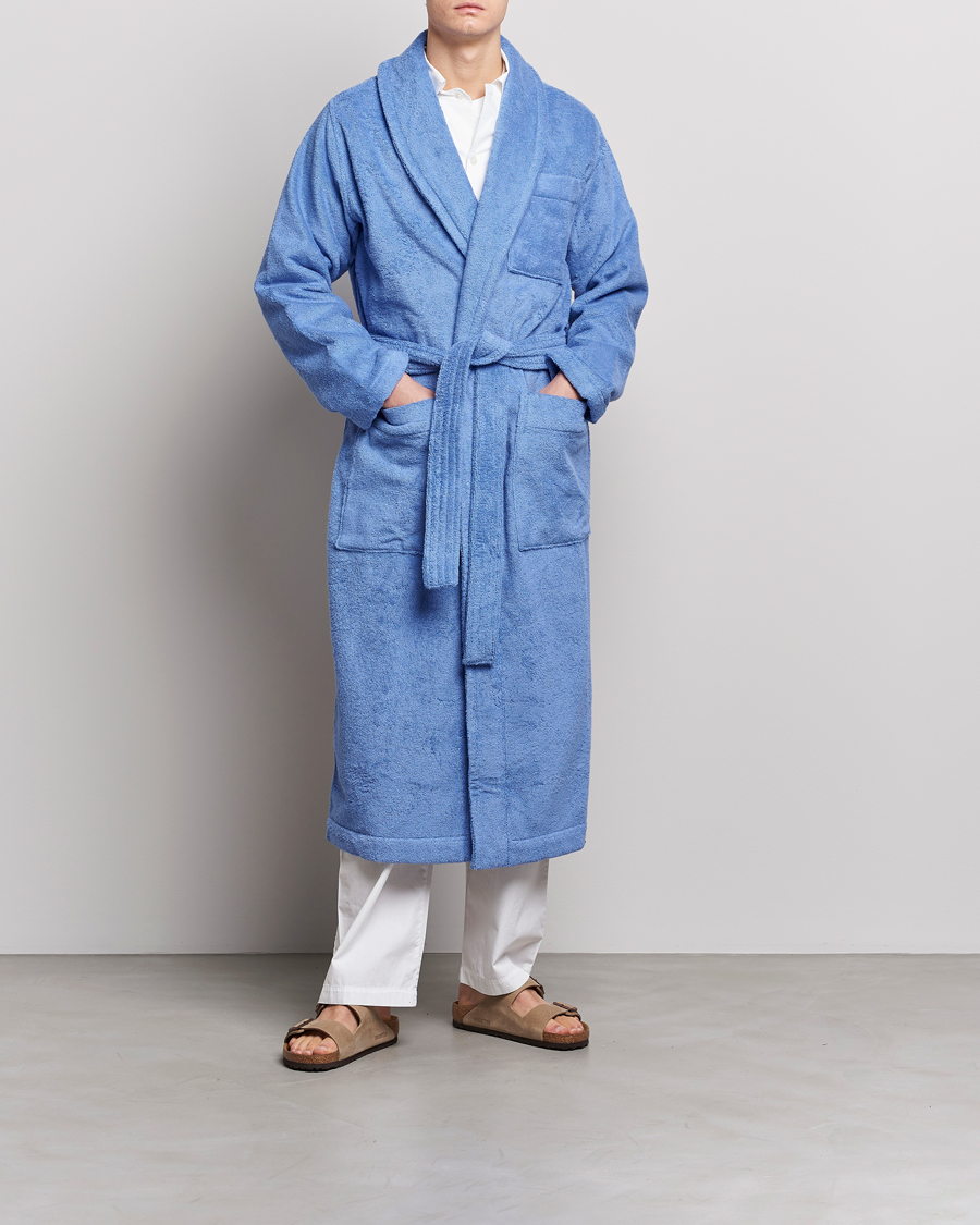 Hombres | Pijamas y batas | Tekla | Organic Terry Classic Bathrobe Clear Blue