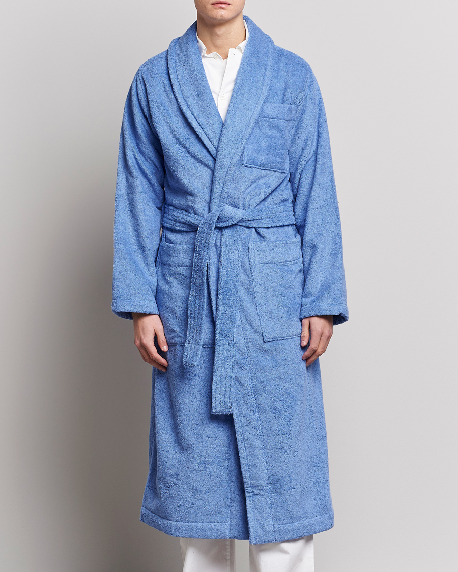 Hombres | Pijamas y batas | Tekla | Organic Terry Classic Bathrobe Clear Blue