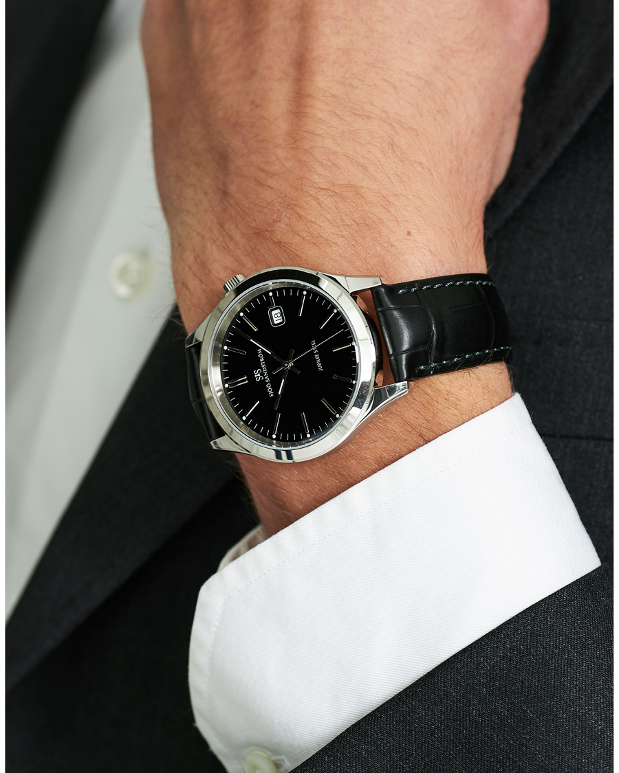 Hombres | Sjöö Sandström Jubilee Steel Quartz 40mm Black/Black Calf | Sjöö Sandström | Jubilee Steel Quartz 40mm Black/Black Calf