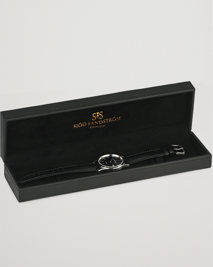 Hombres | Sjöö Sandström Jubilee Steel Quartz 40mm Black/Black Calf | Sjöö Sandström | Jubilee Steel Quartz 40mm Black/Black Calf