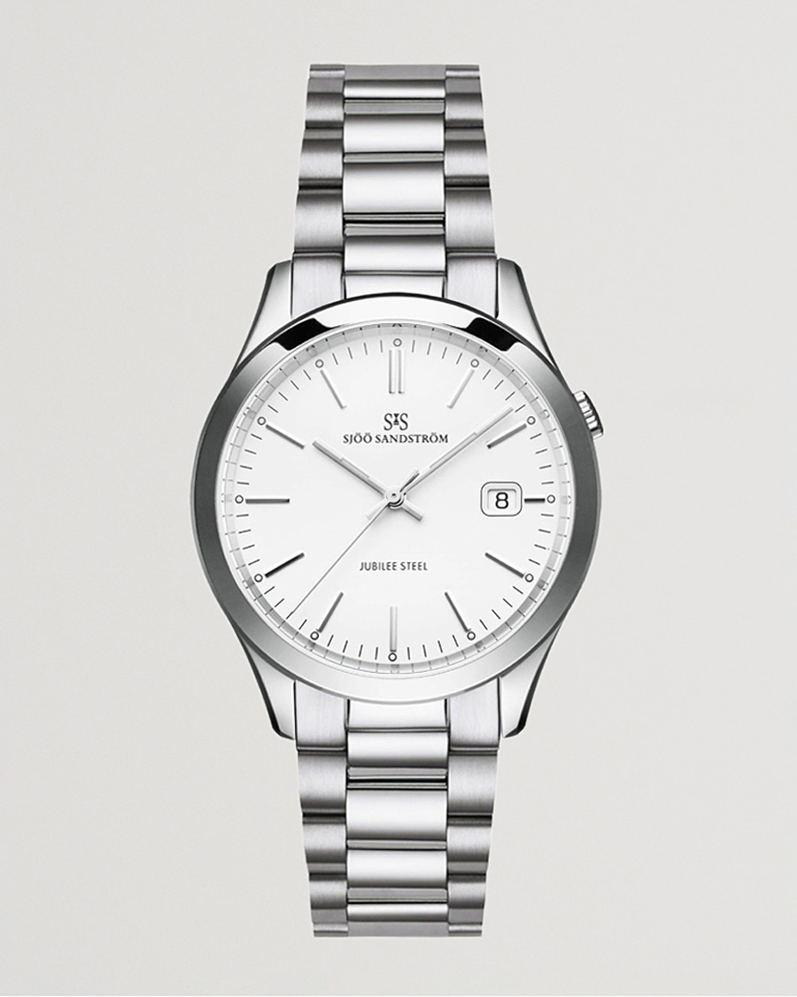 Hombres | Sjöö Sandström Jubilee Steel Quartz 40mm White/Steel | Sjöö Sandström | Jubilee Steel Quartz 40mm White/Steel