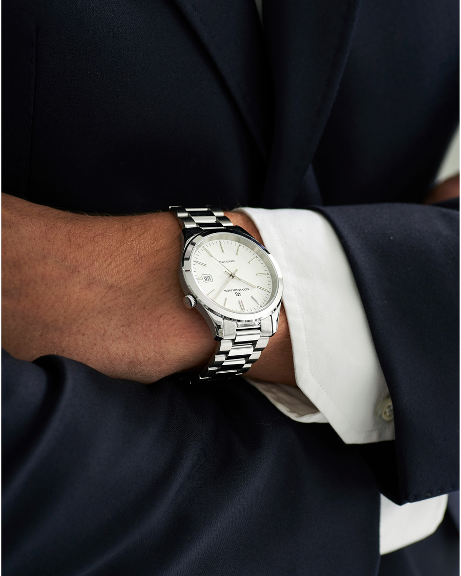 Hombres | Sjöö Sandström Jubilee Steel Quartz 40mm White/Steel | Sjöö Sandström | Jubilee Steel Quartz 40mm White/Steel