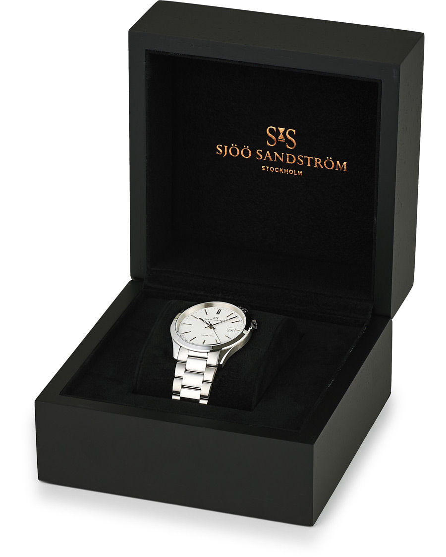 Hombres | Sjöö Sandström Jubilee Steel Quartz 40mm White/Steel | Sjöö Sandström | Jubilee Steel Quartz 40mm White/Steel