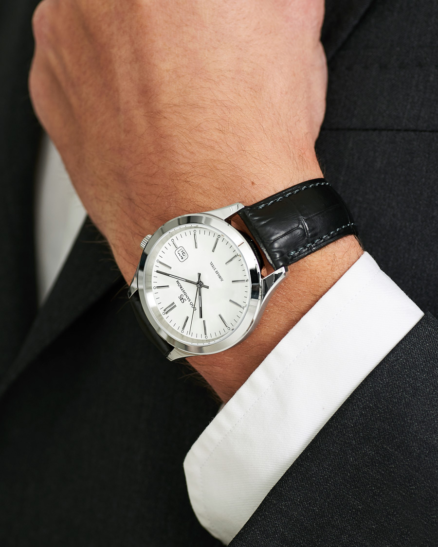 Hombres | Sjöö Sandström Jubilee Steel Quartz 40mm White/Black Calf | Sjöö Sandström | Jubilee Steel Quartz 40mm White/Black Calf
