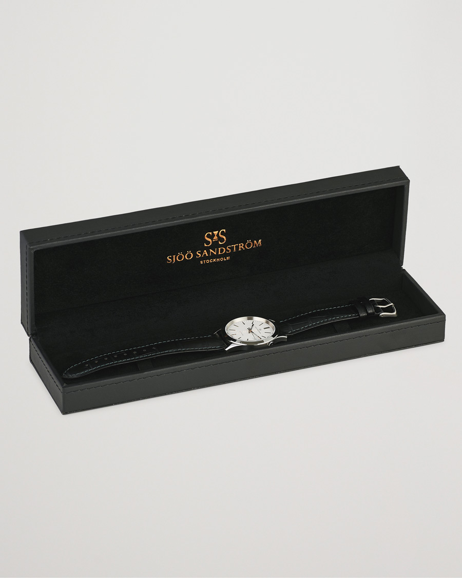 Hombres | Sjöö Sandström Jubilee Steel Quartz 40mm White/Black Calf | Sjöö Sandström | Jubilee Steel Quartz 40mm White/Black Calf
